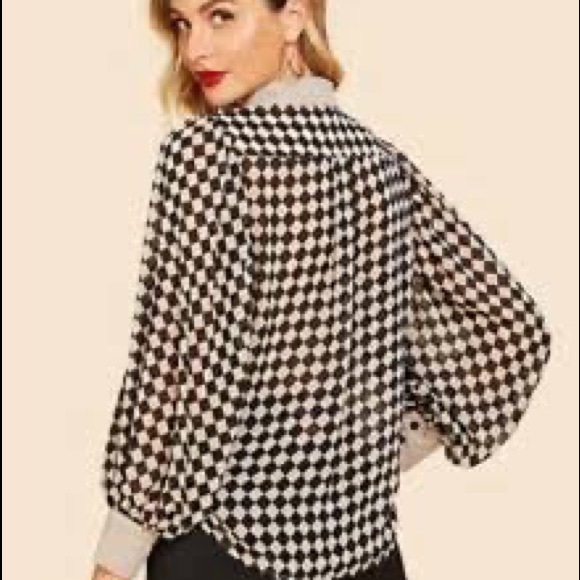 70s Bishop sleeves checkerboard shirt - Picture 4 of 5